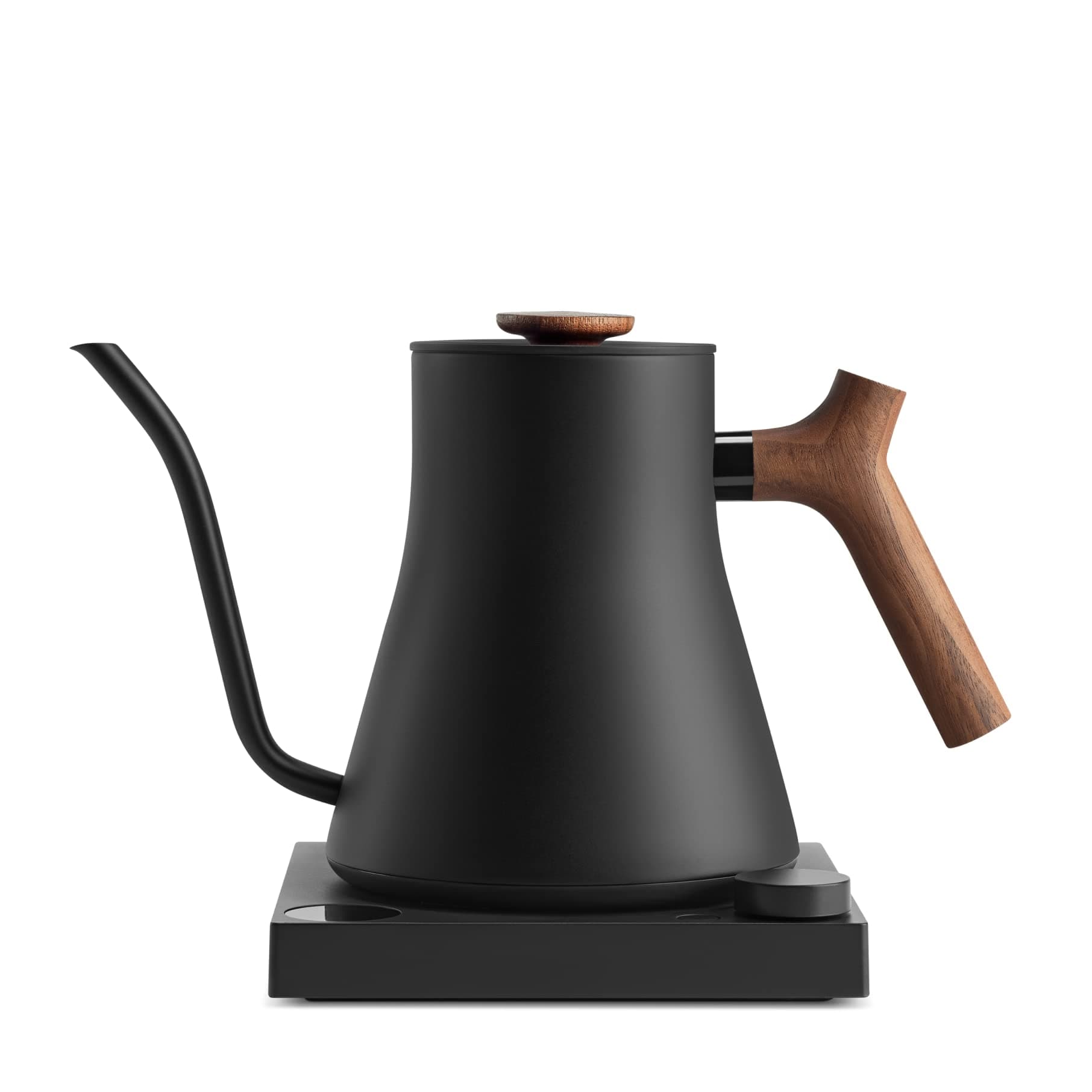 Fellow Stagg EKG Pro Electric Gooseneck Kettle - Pour-Over Coffee and Tea, Quick Heating, Precise Temperature Control, Scheduling, Built-in Brew Timer, Matte Black with Walnut Wood Handle, 0.9 Liter Matte Black with Walnut Handle + Lid Pull EKG Pro