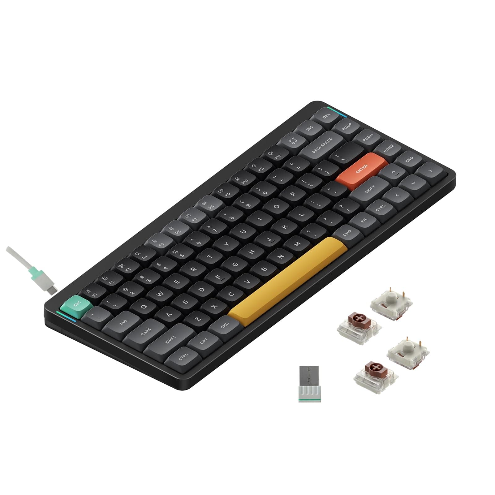 nuphy Air75 V2 Portable 75% Low Profile Mechanical Keyboard,Wireless Keyboard,Supports Bluetooth/2.4G/USB-C RGB Bluetooth Keyboards,Compatible with Windows/Mac OS/Linux Systems-Gateron Brown Switch Gateron Brown Switch Black
