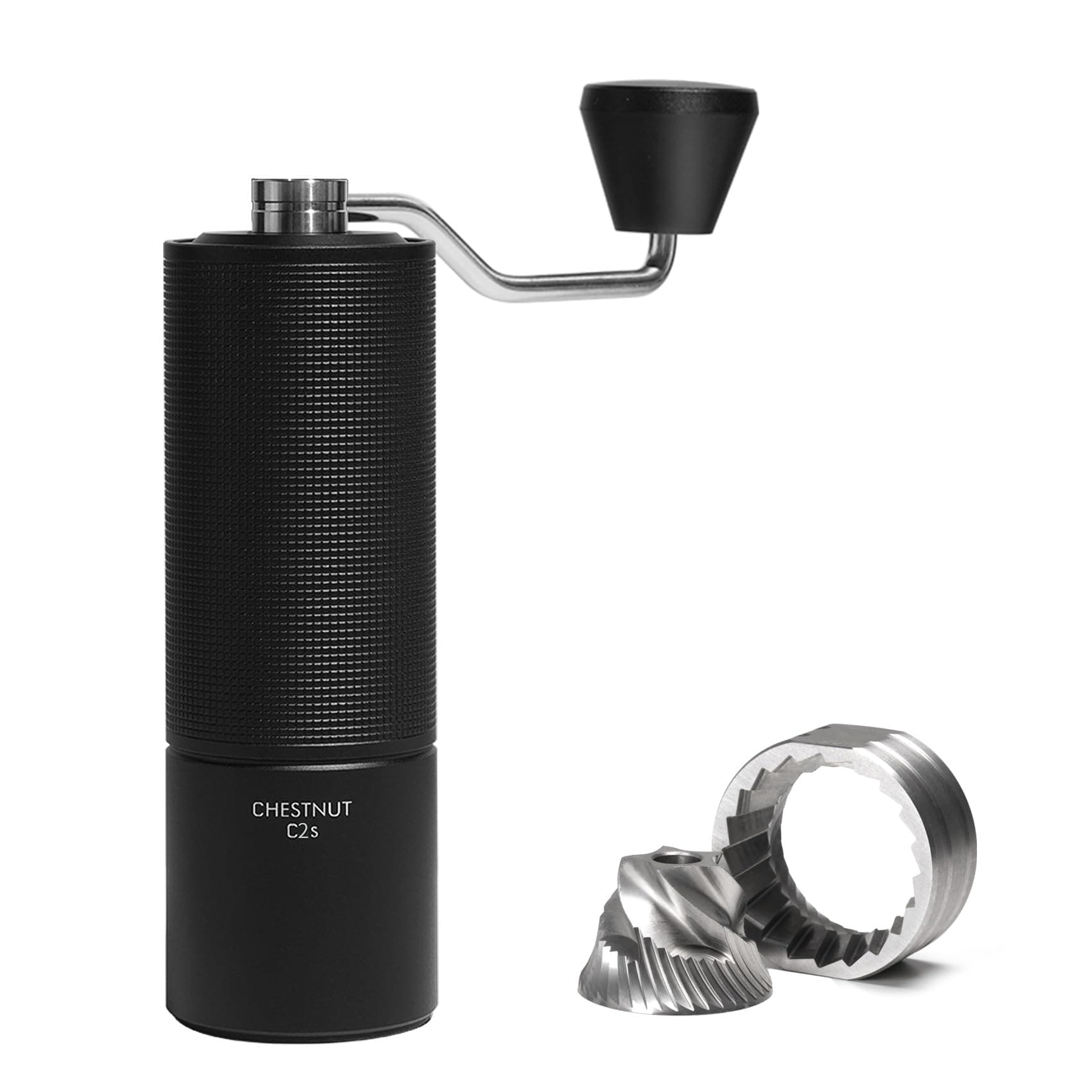 TIMEMORE Chestnut C2S Manual Coffee Grinder Stainless Steel S2C Conical Burr Coffee Grinder, Capacity 25g Hand Coffee Bean Grinder, Double Bearing Positioning, Black C2s Black