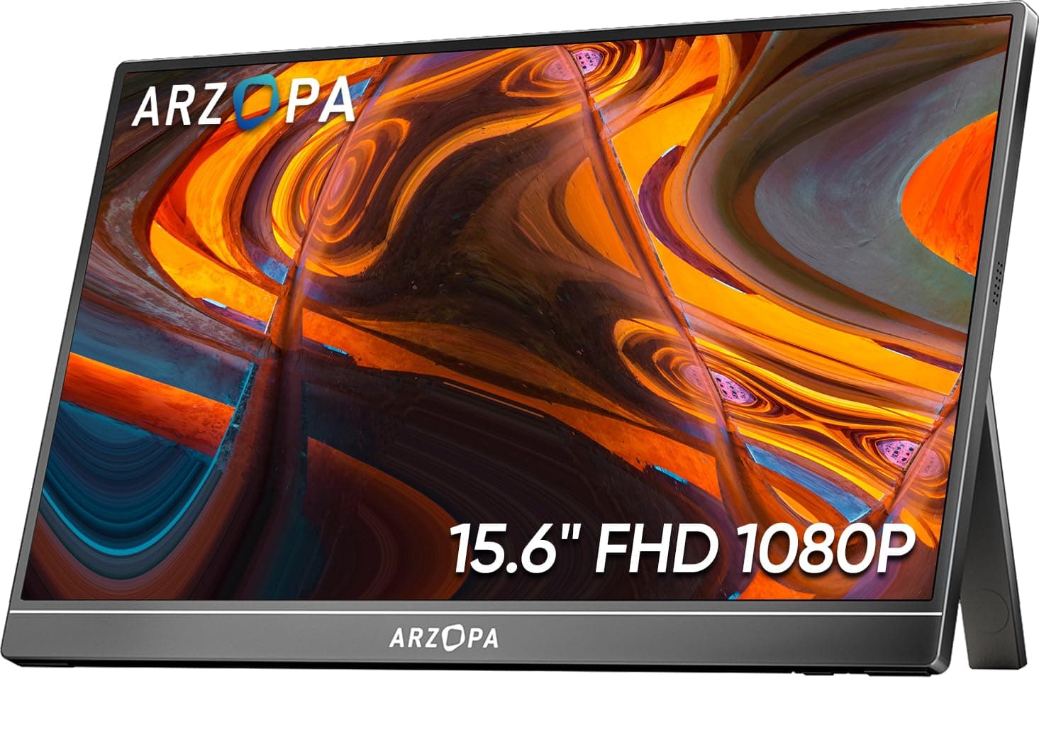 ARZOPA Portable Monitor 15.6'' FHD 1080P - Ultra-Slim Portable Laptop Monitor with Kickstand - IPS Display for PC, MAC, Phone, Xbox, PS5 - USB C & HDMI Connectivity - A1 15.6" A1 Black