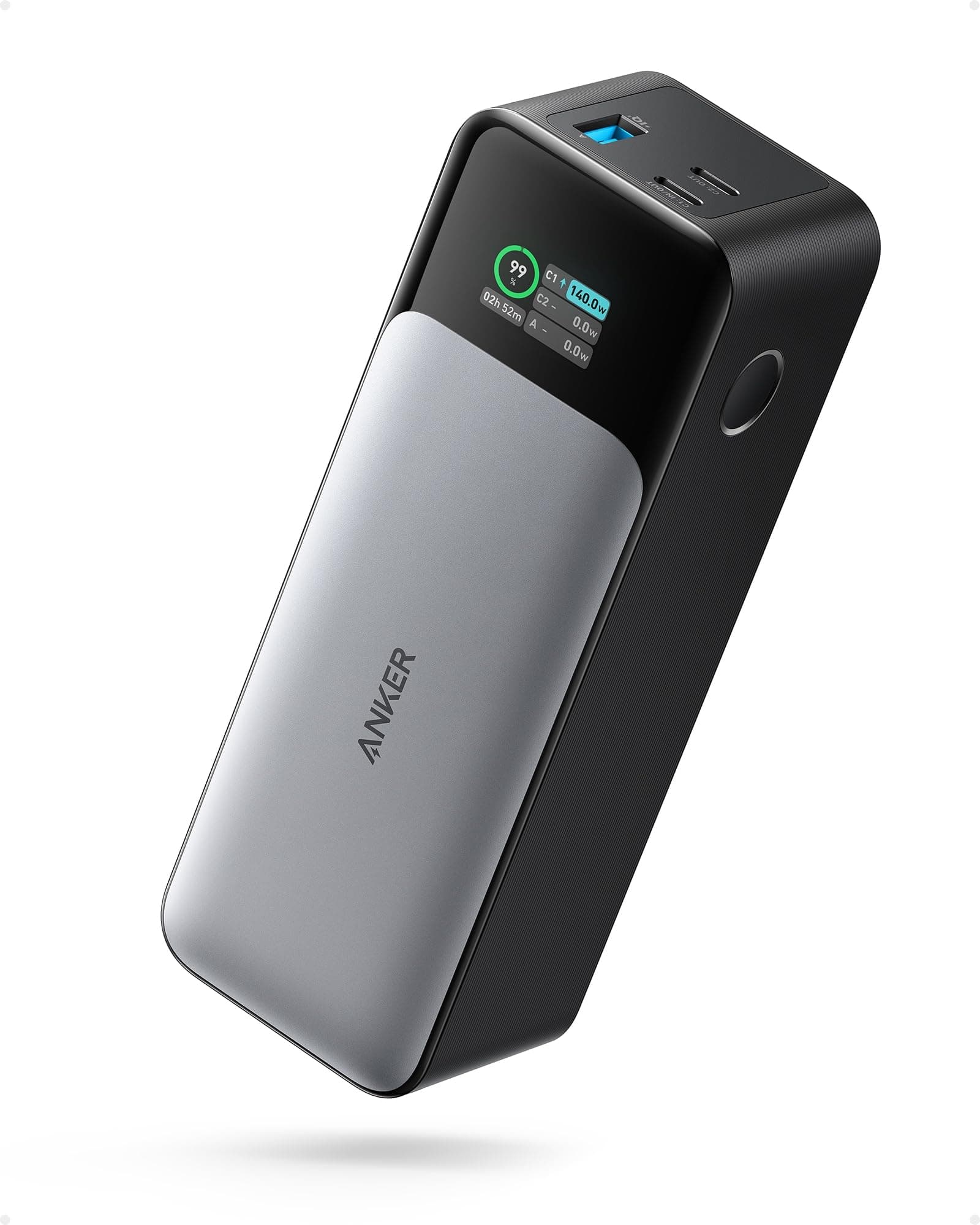 Anker 737 Power Bank, 140W Max 3-Port Laptop Portable Charger, 24,000mAh, Smart Display, Compatible with iPhone 16 / 15 / 14 Series, Vision Pro, Samsung, MacBook, and More