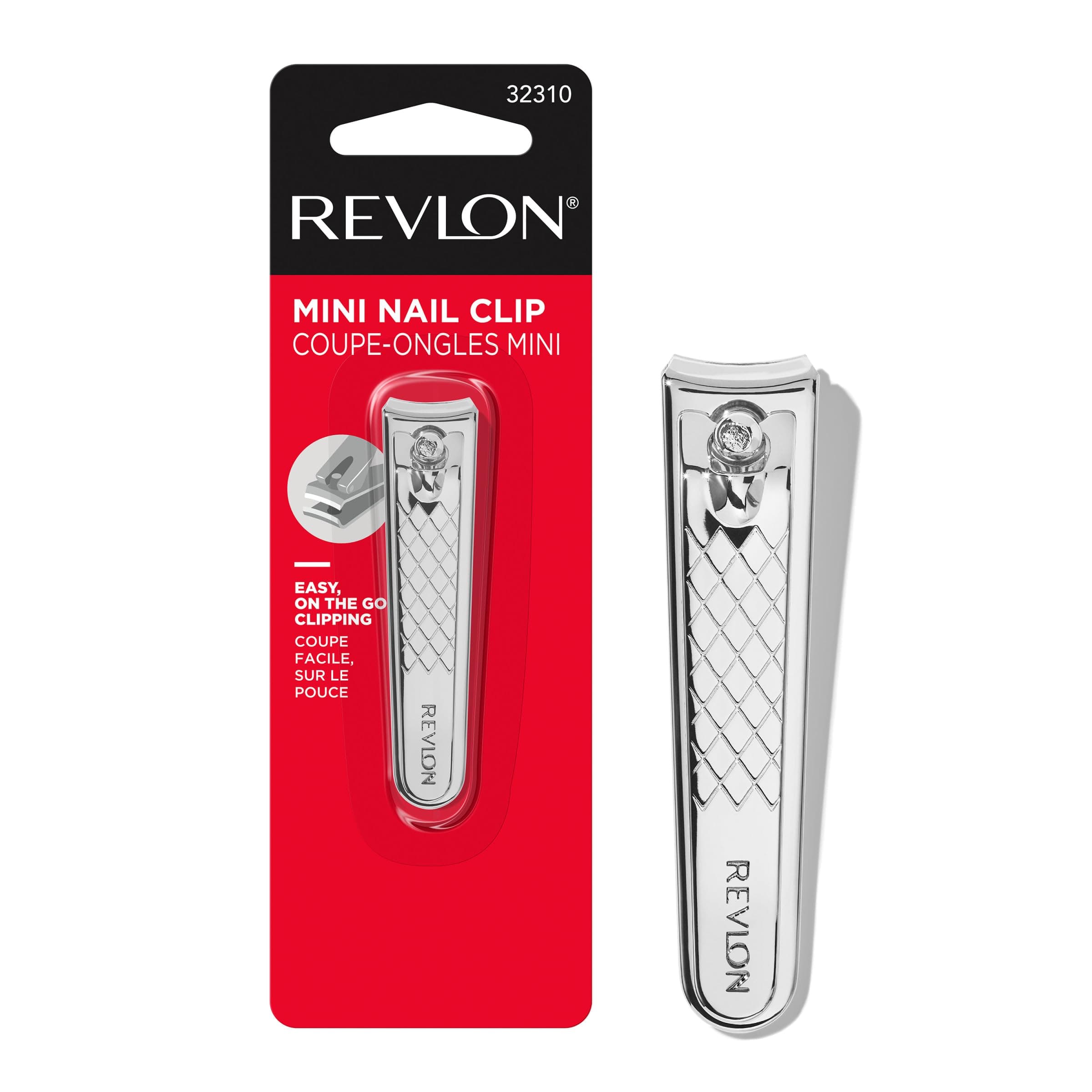 Revlon Compact Nail Clipper, Small Mini Design, Perfect for Travel, Use to Trim Fingernails and Toenails, Stainless Steel, 1 Count 1 Count (Pack of 1)