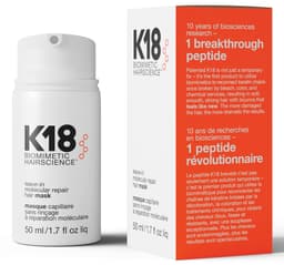 K18 Leave-In Molecular Repair Hair Mask, Patented, Lasting Repair For Dry, Frizzy, Damaged Hair, Reverse Damage In 4 Minutes From Bleach, Color, Chemical Services + Heat 50 ml